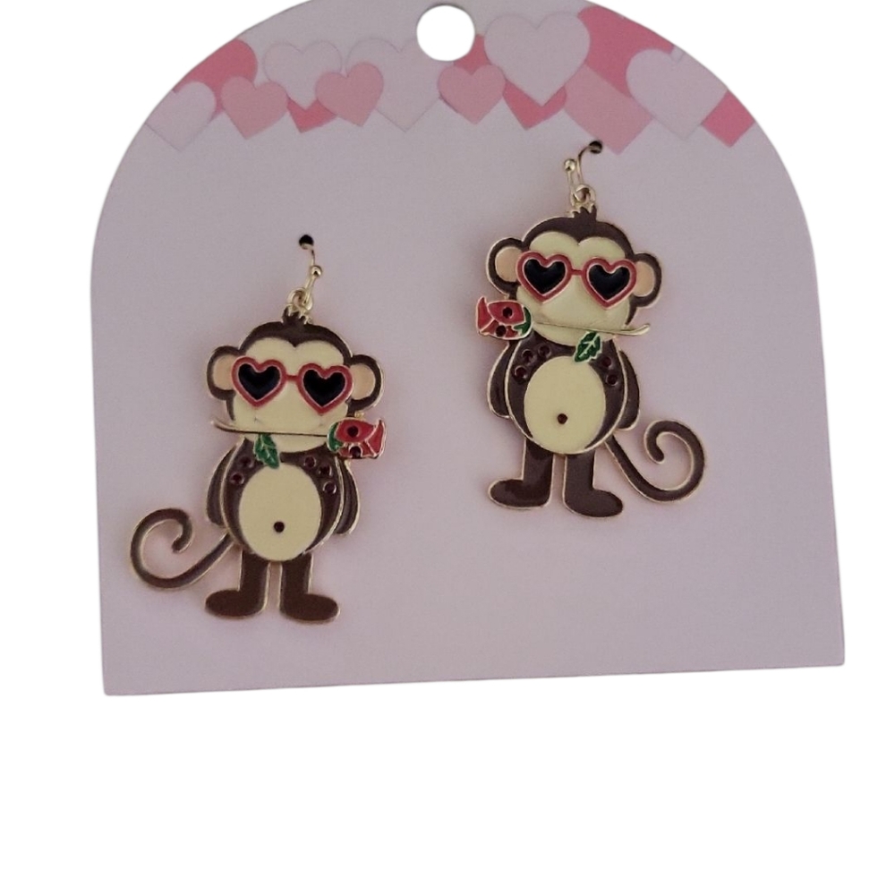Monkey Valentine's Drop Earrings